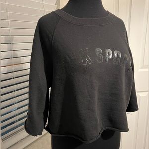 PINK SPORT BY VS LIKE NEW! WOMENS OVERSIZED CROPPED SWEATSHIRT IN BLACK SZ XS